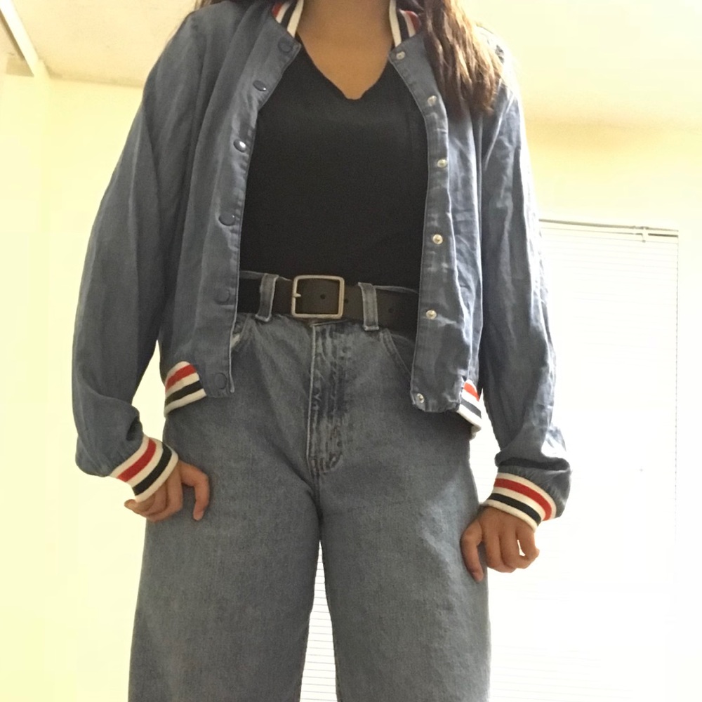Lightweight denim colored button up jacket
